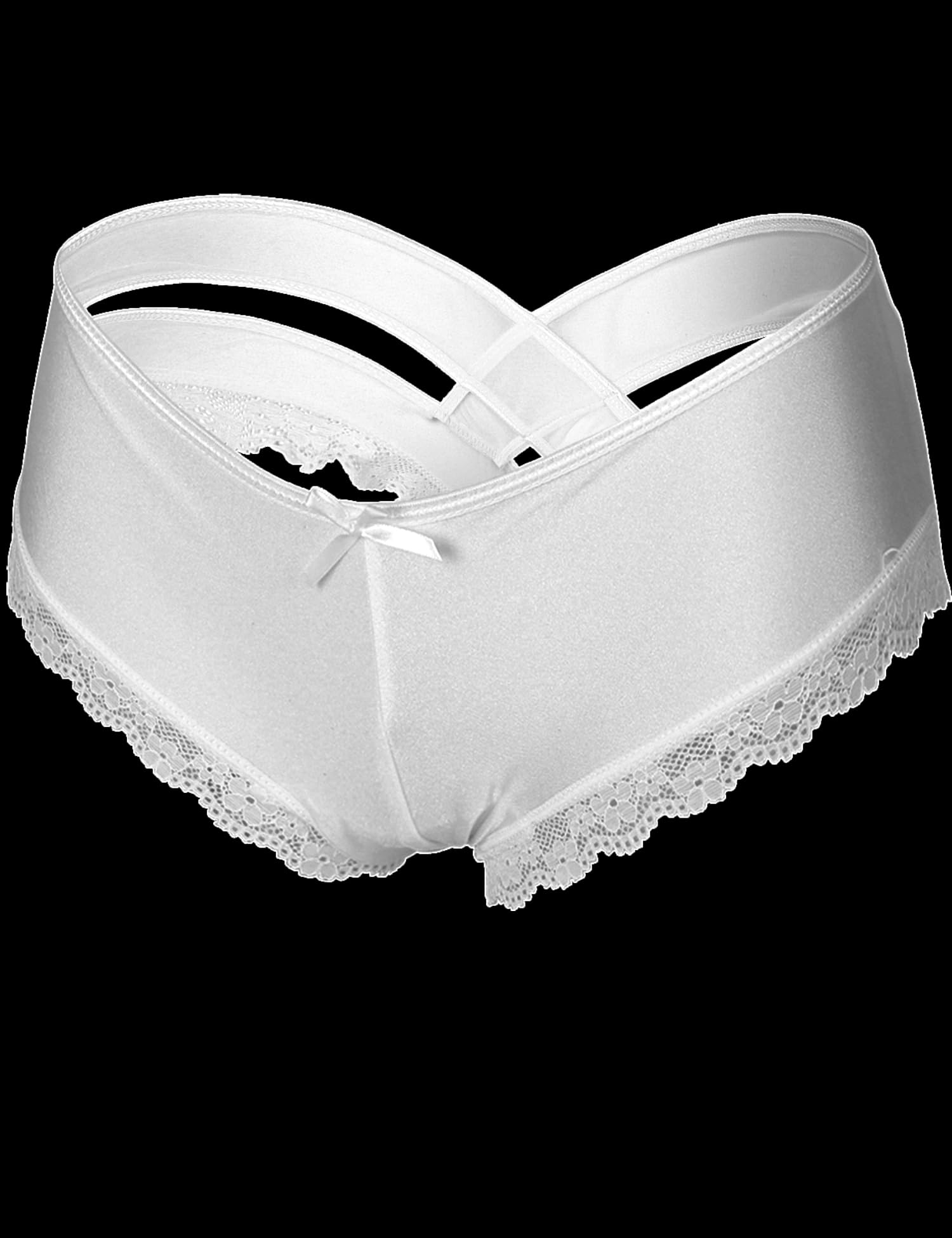 ohyeah Womens Underwear Sexy Lace Hipster Panties for Women Cheeky Cotton Crotch Crisscross Strappy Boyshorts Panties XS-4XL: 3X-Large-4X-Large 1 - White