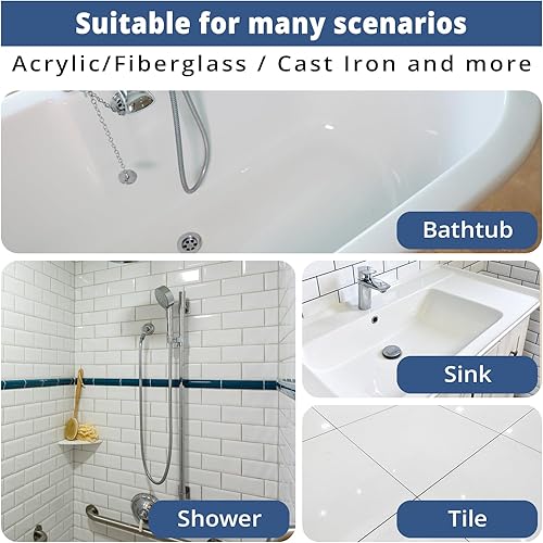 Miniatura 5 de DWIL Pintura para Tina, Kit de Renovación de Tina y Azulejos con Herramientas, Pintura para Bañera a Base de Agua y Bajo Olor, Fácil de Usar para