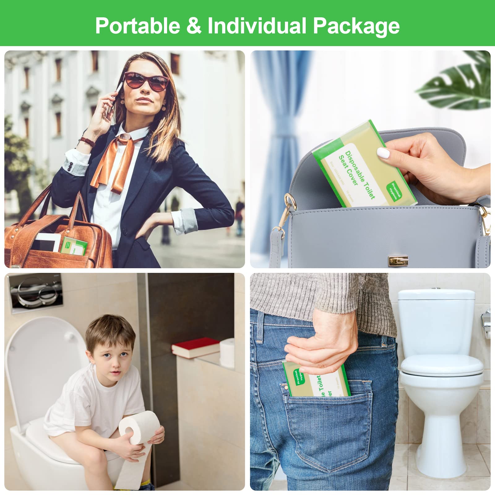 Disposable Paper Toilet Seat Covers - Flushable And Hygienic Biodegradable Travel Paper Potty Barrier For Urinating In Public Hotel Stations Restaurants Plane Mall Office Resealable |3 Pack (30 Count - View #2