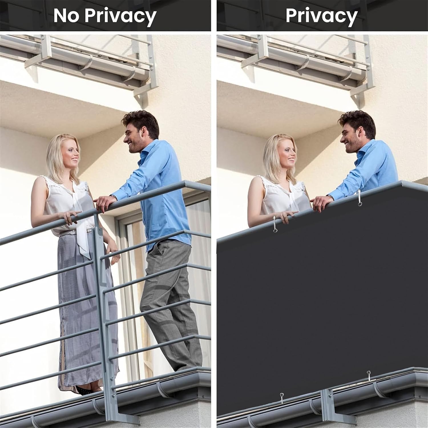 SK Studio Balcony Privacy Screen Fence Cover Waterproof UV Protection Weather Resistant Shade Cloth with Zip Ties for Outdoor Patio Garden Yard, Dark Grey, 2'x20'