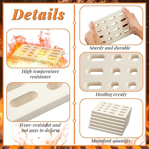 Miniatura 4 de Treela 6 piezas de cerámica de repuesto para domador de llama radiante de cerámica para parrilla de ladrillo de cerámica, placa de calor para
