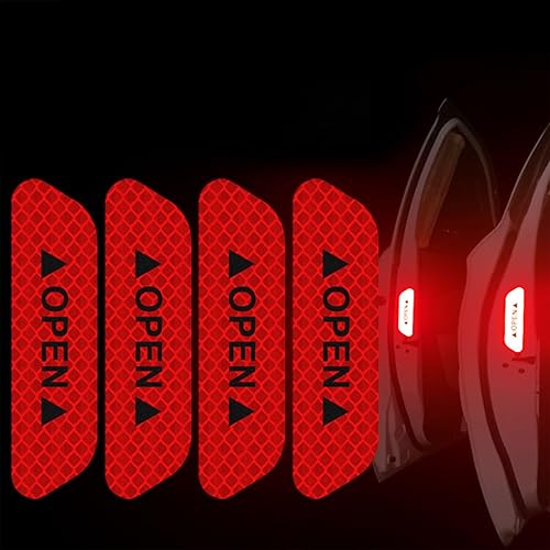 4 calcomanías de seguridad nocturna para automóvil, calcomanías reflectantes de advertencia abierta para puerta de automóvil, cinta protectora
