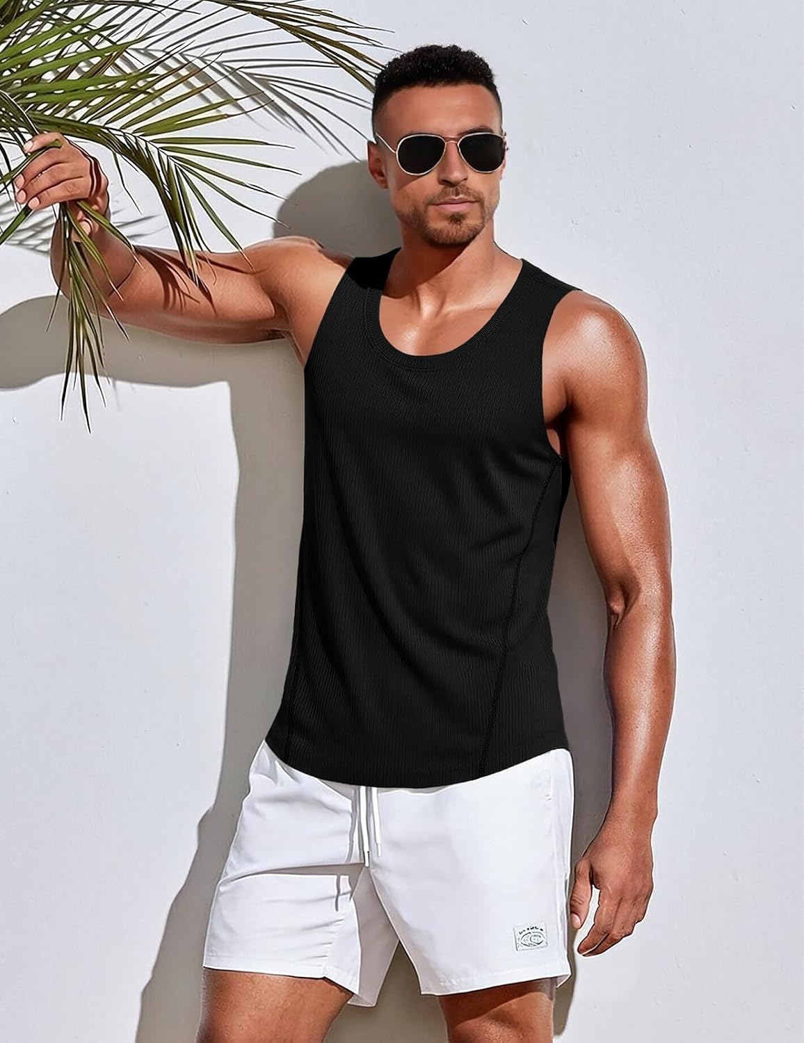 Muscle Cmdr Men's Casual Tank Tops Fitness Muscle Gym Ribbed Workout Sleeveless Bodybuilding Shirts