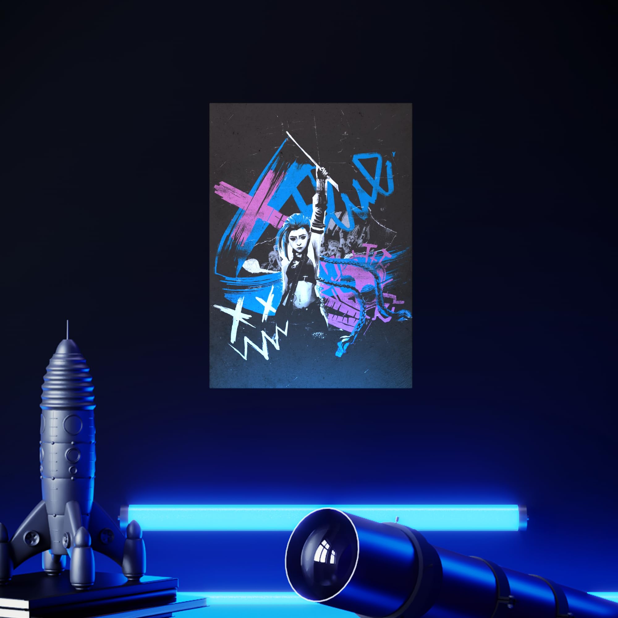 Displate Póster de Arcano de Metal, Arcano, Arcano Decorativo, Arcano, Arcano, Merchandising League of Legends, Póster Bandera Azul, 67,5 x 48 cm