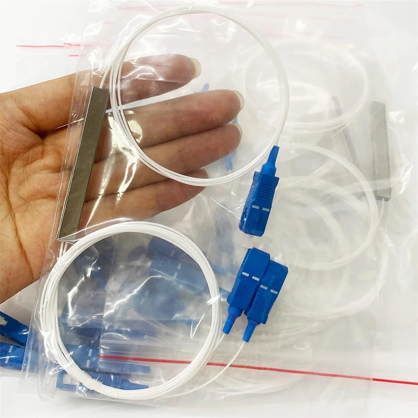 Câble à Fibre Optique Séparateur Optique SC UPC 0.9mm 1x2 FTTH, 10 pièces, séparateur de Fiber Optique SC UPC PLC coupleur Optique monomode Simplex, Tuyau en Acier PVC Cavalier Fibre Optique
