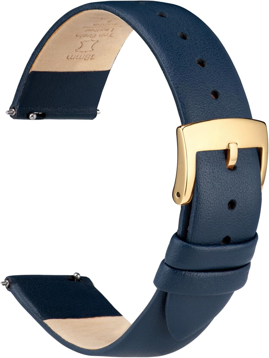 OTTOODY Correas de Reloj de Cuero Correas de Reloj de liberación rápida, Correa de Reloj de Cuero de Grano Superior Elegante y Ultrasuave para Mujeres y Hombres, Color y Ancho a Elegir: 12 mm, 14 mm, 16 mm, 18 mm, 20 mm, 22 mm para Reloj y Reloj Inteligente