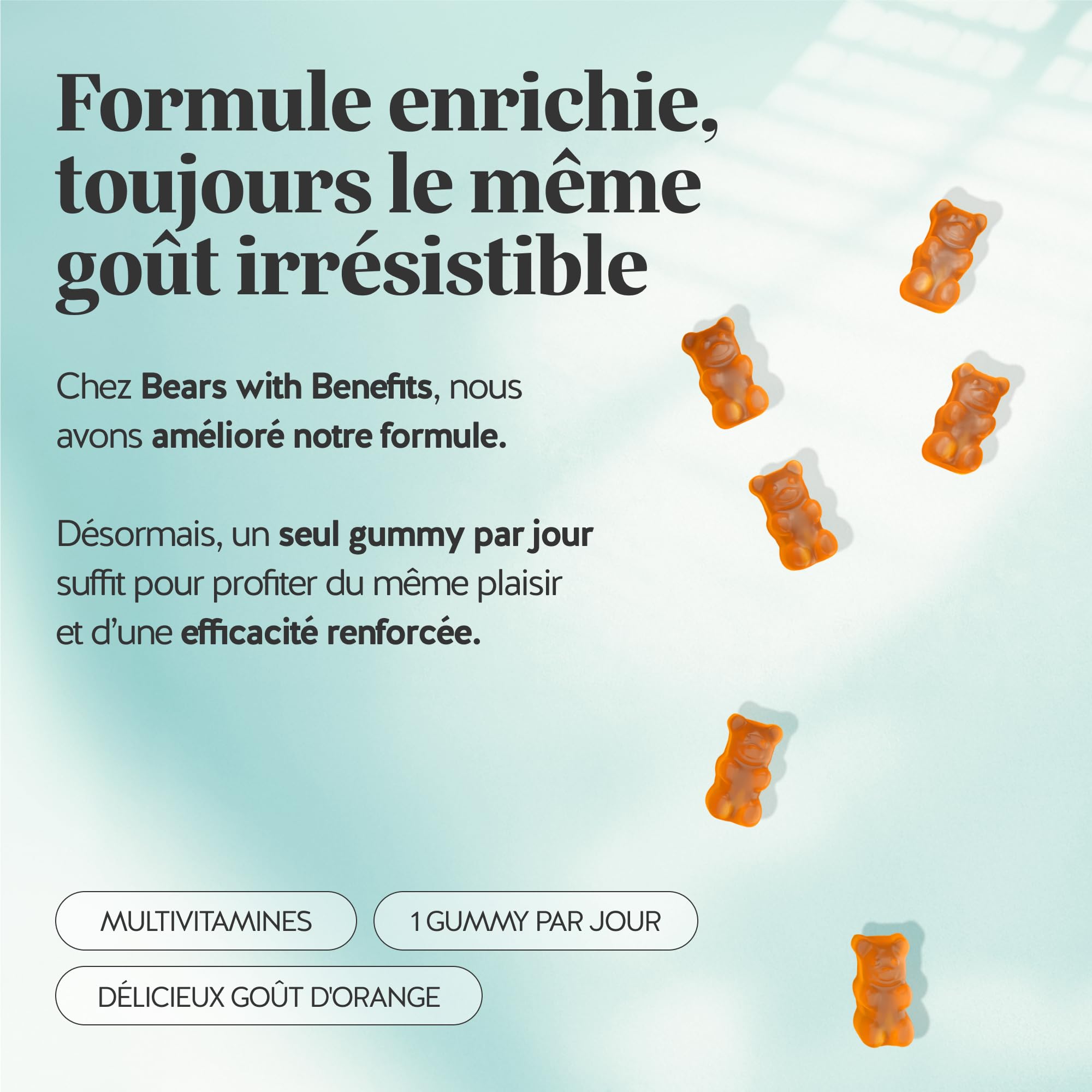 Bears with Benefits - Gummies Multivitamines Enfants 4+ - 90 unités | Multivit' Kids - Défenses Immunitaires - avec Vitamine B12, C, D, E, Zinc, Iode - Cure de 3 mois - Sans Sucre, Vegan