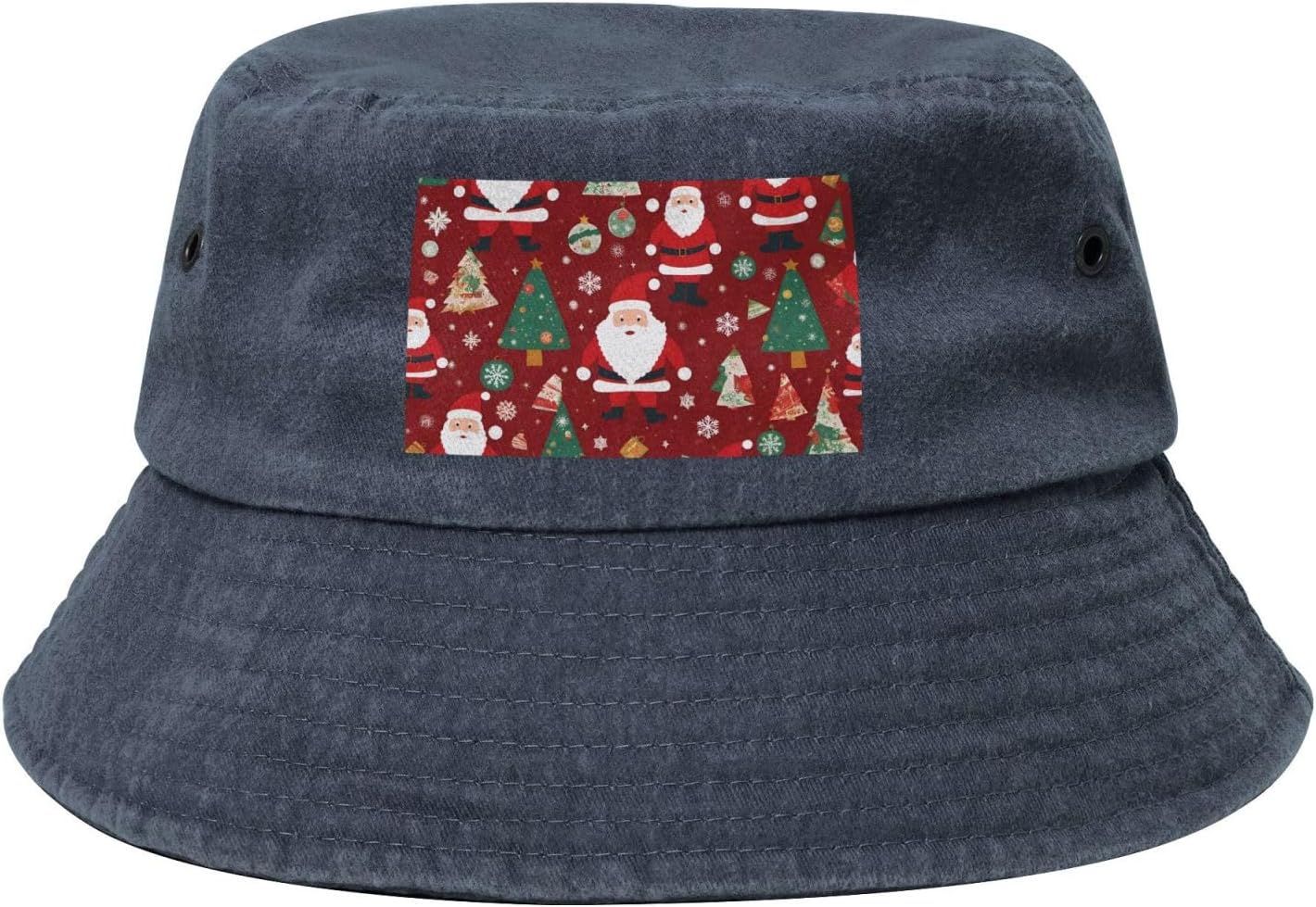 Cute Santa's Gift Printed Cowboy Fisherman hat, Suitable for Outdoor Fishing Beach Party Fisherman hat Hip-hop hat, Navy Blue