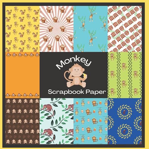 Monkey Scrapbook Paper: Double sided craft paper for cards, origami