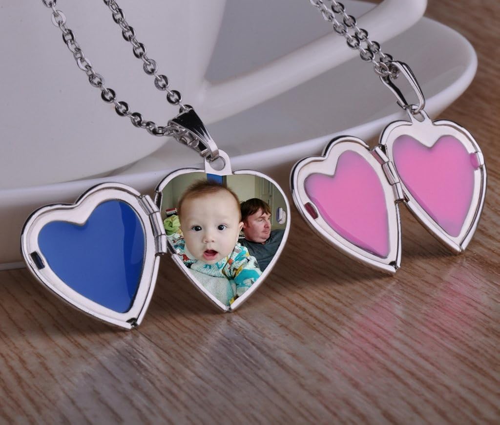 Miniatura 6 de Infinite U grabado mariposa corazón abierto foto medallón colgante de acero inoxidable para niñas y mujeres (permite grabar tus propias palabras)