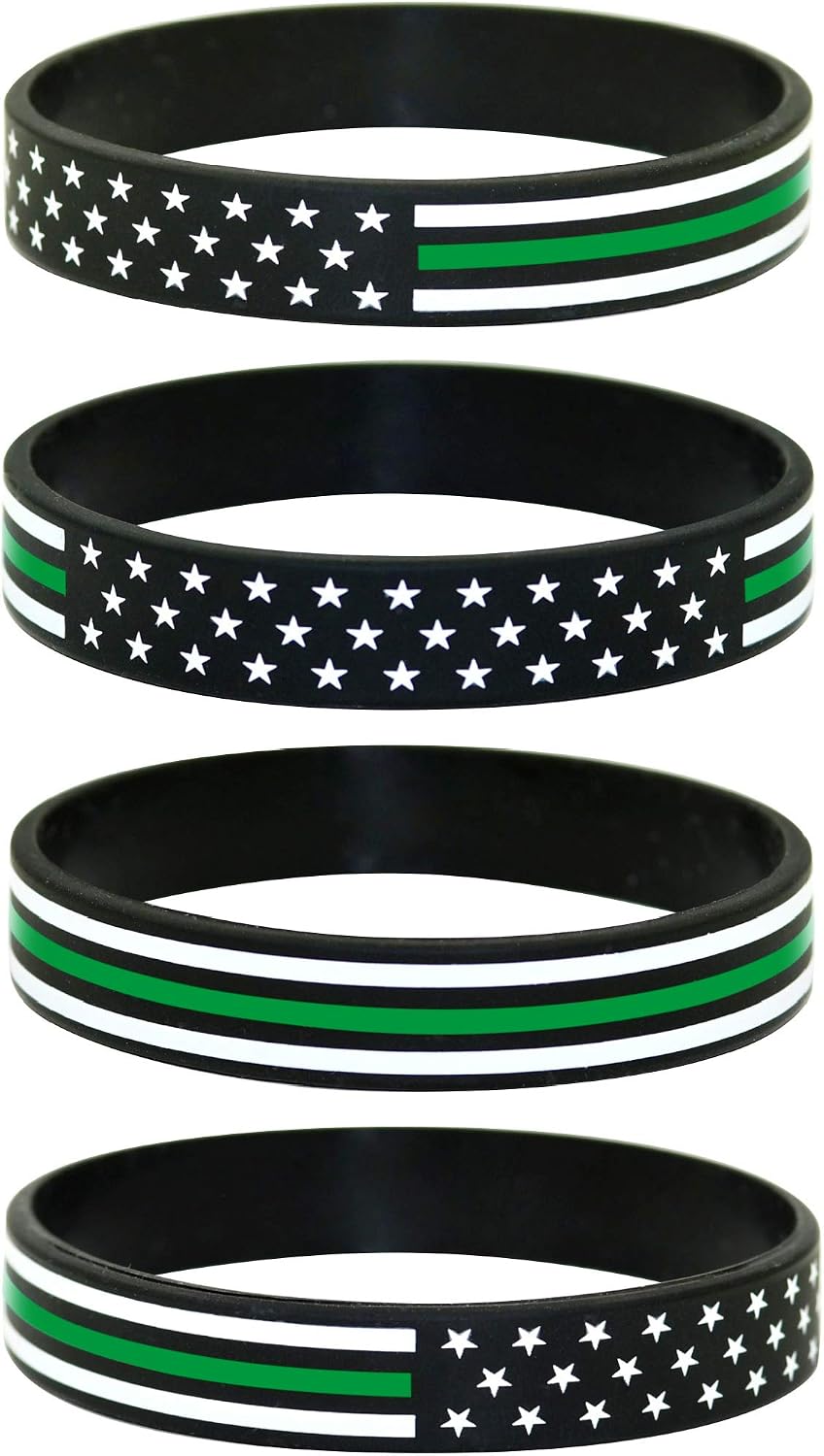 Great 1 American Flag Silicone Stretchable Bracelet 4-Pack