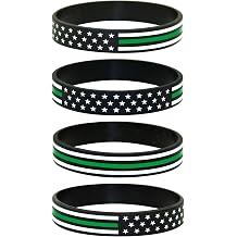 Great 1 American Flag Silicone Stretchable Bracelet 4-Pack