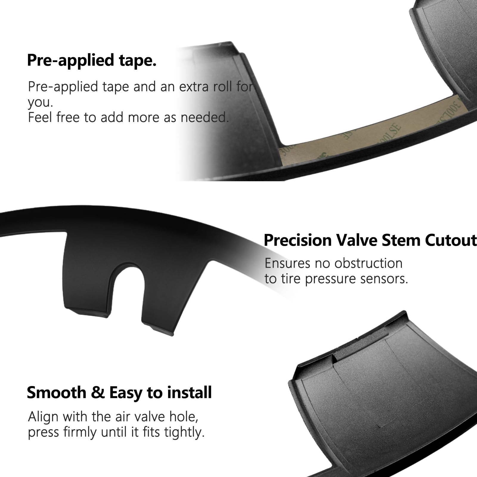 Copricerchi protettivi per Tesla Model Y 20 pollici (2020-2024), facili da installare, anelli di rivestimento resistenti ai graffi, design elegante per ruote a induzione, nero opaco, 4 pezzi accessori