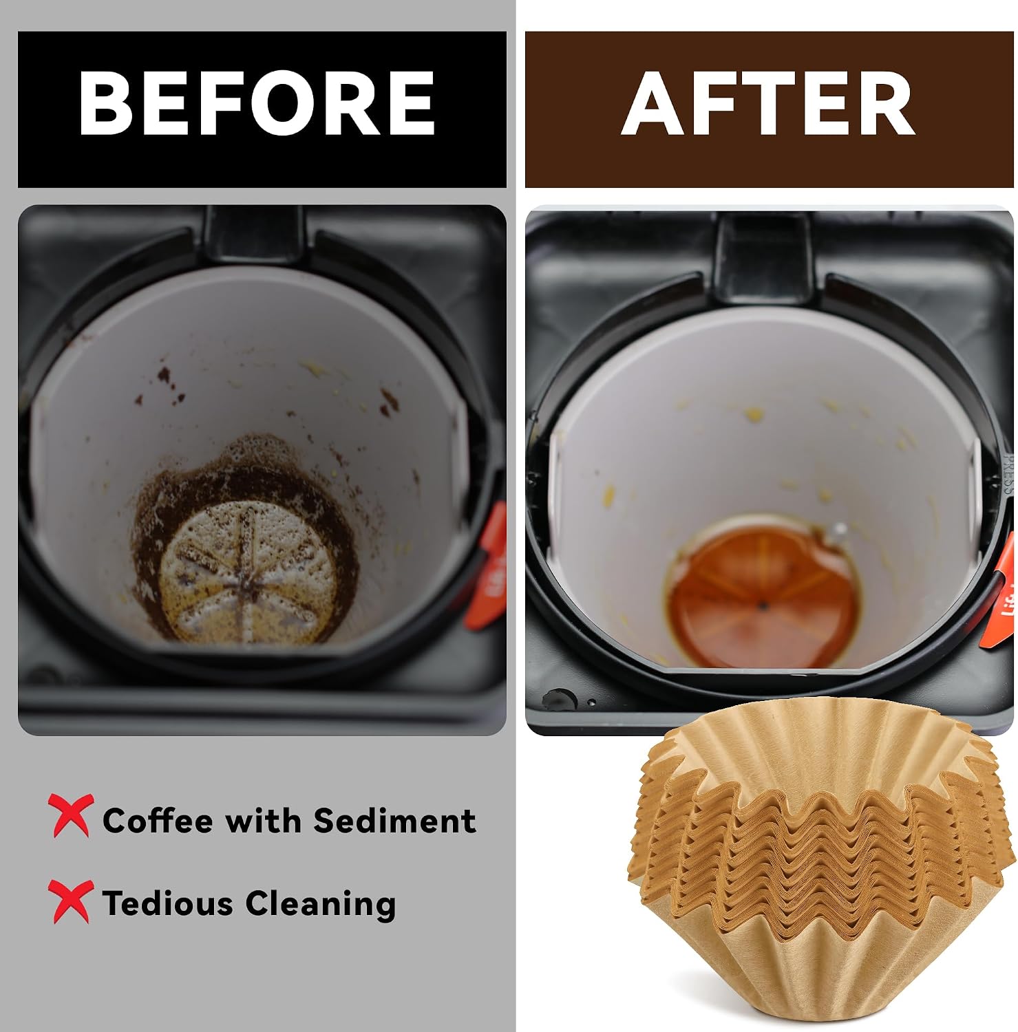 100 Pcs Basket Coffee Filters for OXO 8 Cup Single-Serve Brew Basket