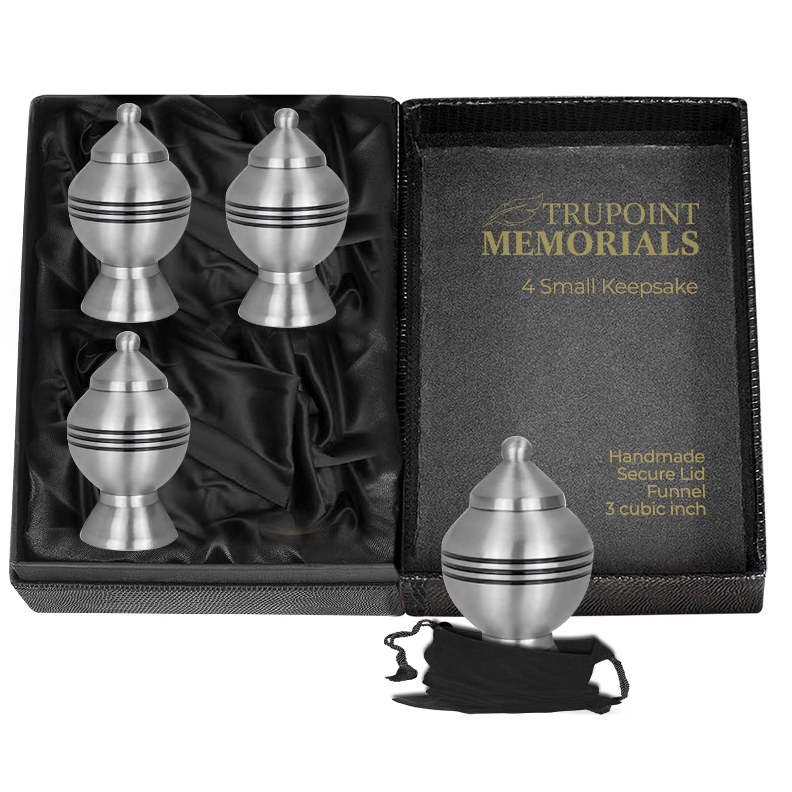 Trupoint Memorials Urny kremacyjne na prochy ludzkie - urny dekoracyjne, urny na prochy ludzkie dla kobiet i mężczyzn, urny na prochy dla dorosłych kobiet, urny pogrzebowe - kielich cynowy, 4 małe