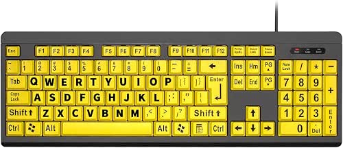 Large Print Computer Keyboard, Wired USB High Contrast Keyboard, Oversized