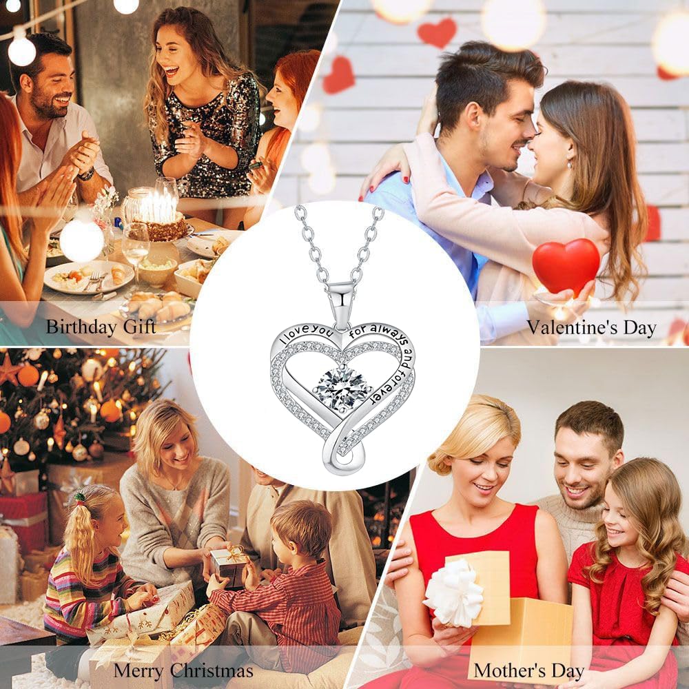 To My Wife 925 Silver Heart Necklace From Husband,Infinite Love Knot Necklace for Women with Gift Box For Romantic, Christmas Gifts, Valentines Day Gifts - Image 8