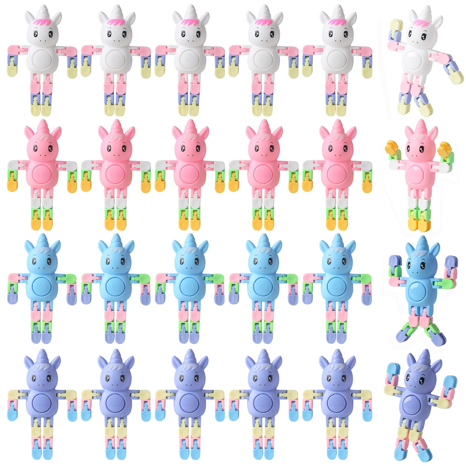 24 Pcs Transformable Fidget Spinners Unicorn Toys for Kids and Adults Stress Relief Sensory Toys for Boys and Girls Fingertip Gyros for ADHD Autism