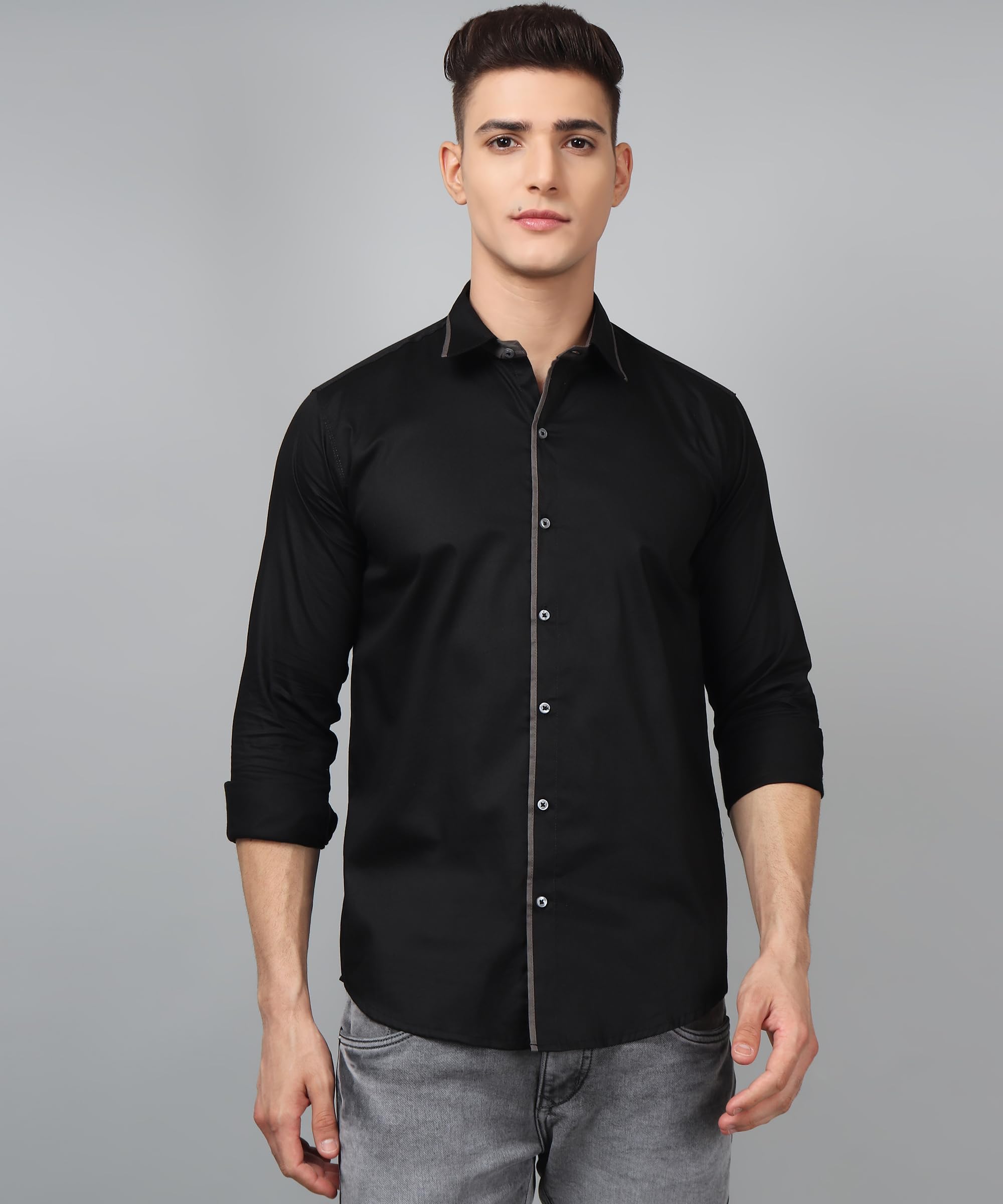 Elite Men's Designer Trendy Black Plain Cotton Casual Shirt(AB_D_50_L)-picture-10