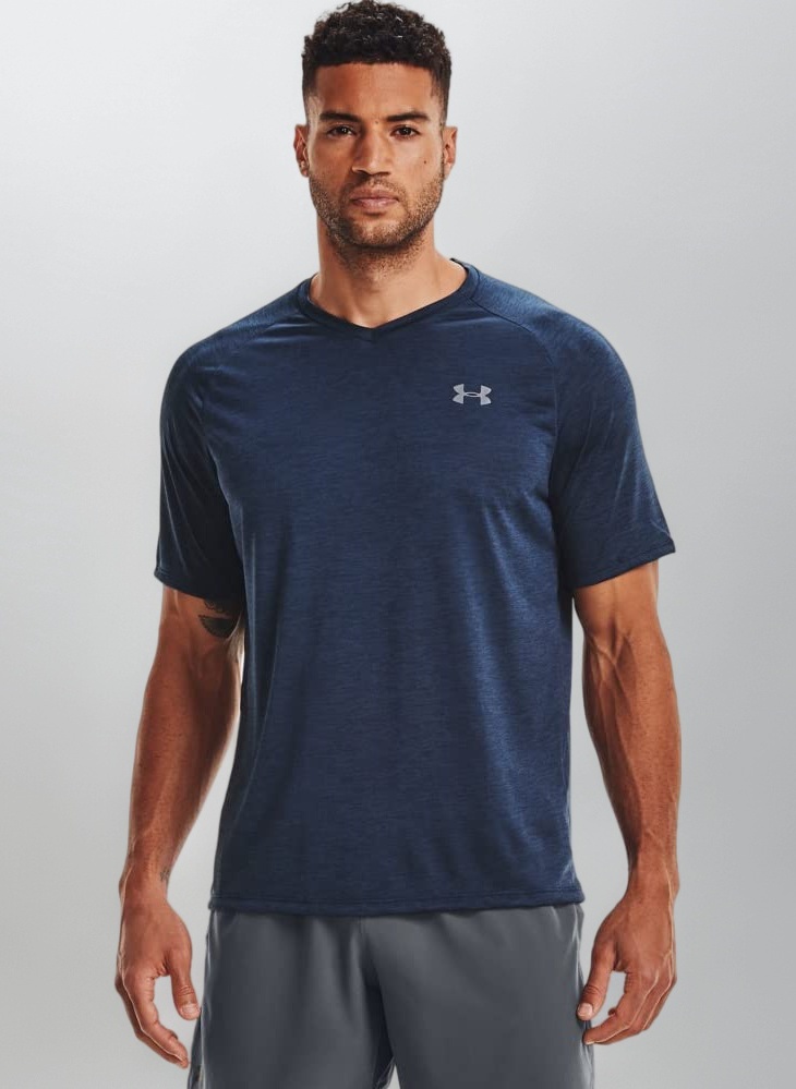 Under Armour Men's Tech 2.0 V-neck Short-sleeve T-shirt Short Sleeve, Academy Blue (408 Steel, XXL UK