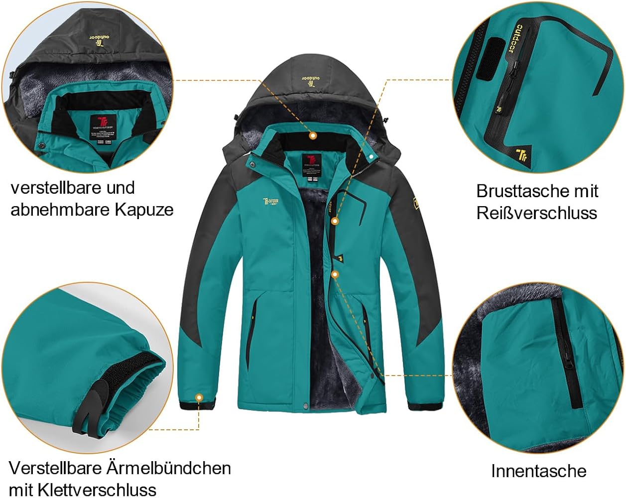 YSENTO, Giacca invernale da donna impermeabile da sci, softshell, calda