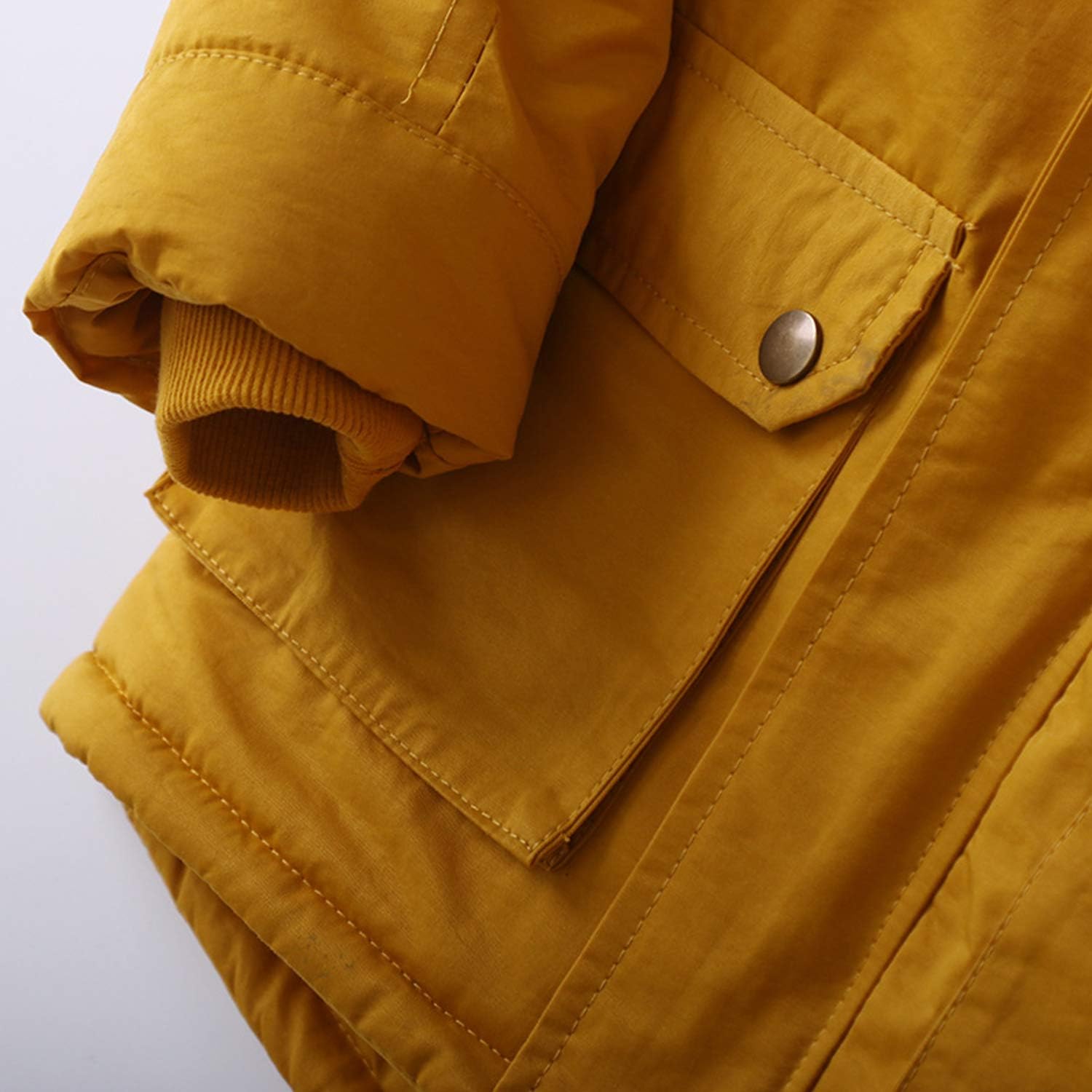 Evelin LEE Kids Boys Faux Fur Collar Hooded Zip Up Jacket Fleece Lined Winter Warm Outerwear Coat Yellow