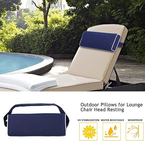 Miniatura 2 de Enipate Almohada de cabeza para tumbona al aire libre, paquete de 2 almohadas resistentes al agua con banda elástica para sillas de piscina y patio
