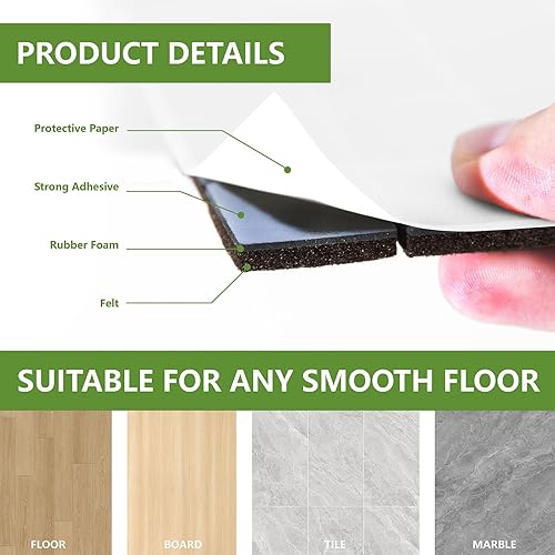 Vista 51 de Almohadillas de fieltro para muebles de madera dura, 68 unidades, almohadillas de muebles, protectores de suelo para pisos de madera dura