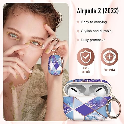 Miniatura 4 de Maxjoy Funda de carga compatible con AirPods Pro 2, funda de carga compatible con Apple AirPods Pro, azul y blanco