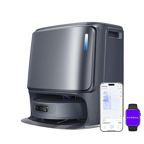 Narwal Freo Z Ultra Saugroboter mit Wischfunktion, Doppel-KI-Ausweichen KI-adaptivem Heißwasserwaschen von Mopps und Trocknen, 12.000 Pa Saugkraft, Zero Tangling Bürste 2.0, Intelligente APP-Steuerung - Freo Z Ultra-grau