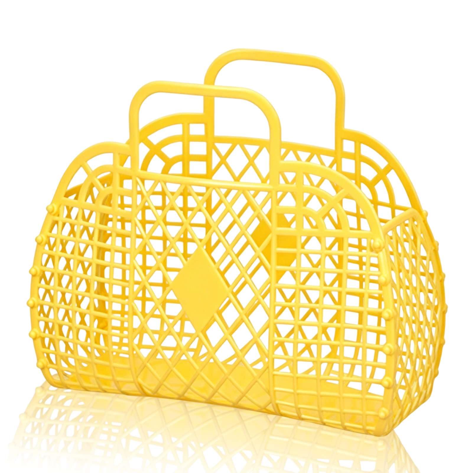 Beach Tote Bag, Women’s Plastic Tote Bag with Handle Foldable Reusable Shopping Handbags Basket Hollow Storage Basket for Halloween Xmas (250x110x220mm/9.84x4.33x8.66in)