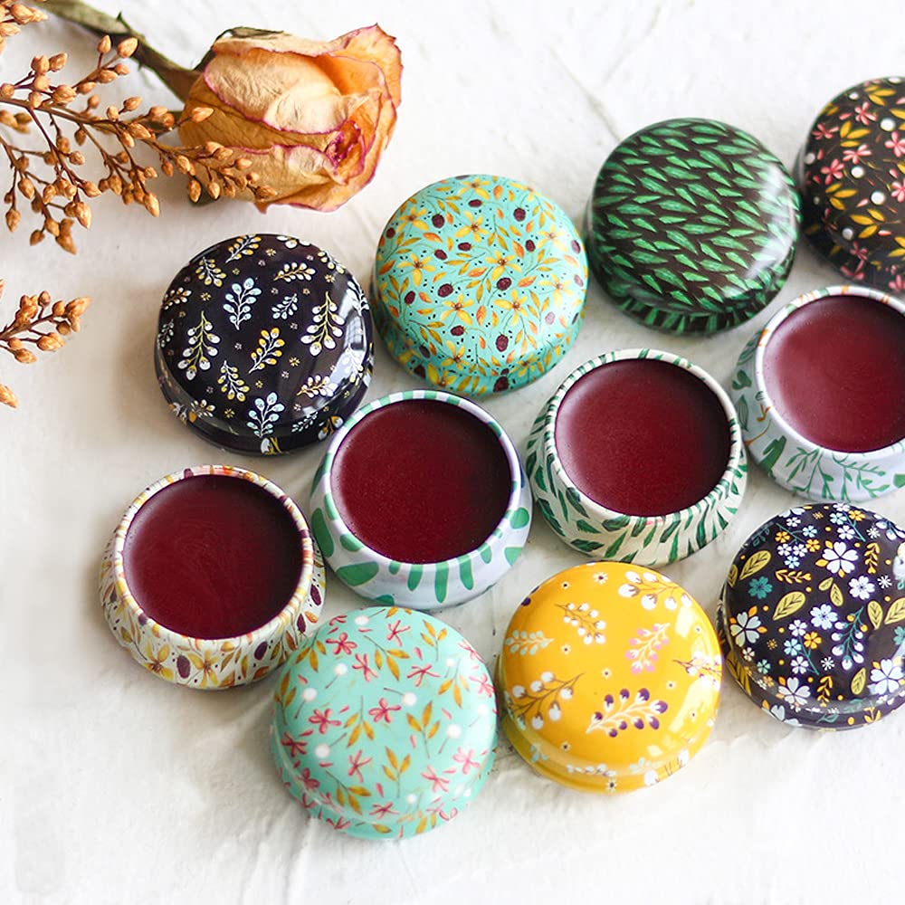 Mini-Kerzendosen aus Weißblech mit Deckel, leere wiederverwendbare runde Reisedosen, nachfüllbare Behälter für Kerzenherstellung, Lippenbalsam, Salbe, Lidschatten, Puder (romantische Gartenblumen), 12