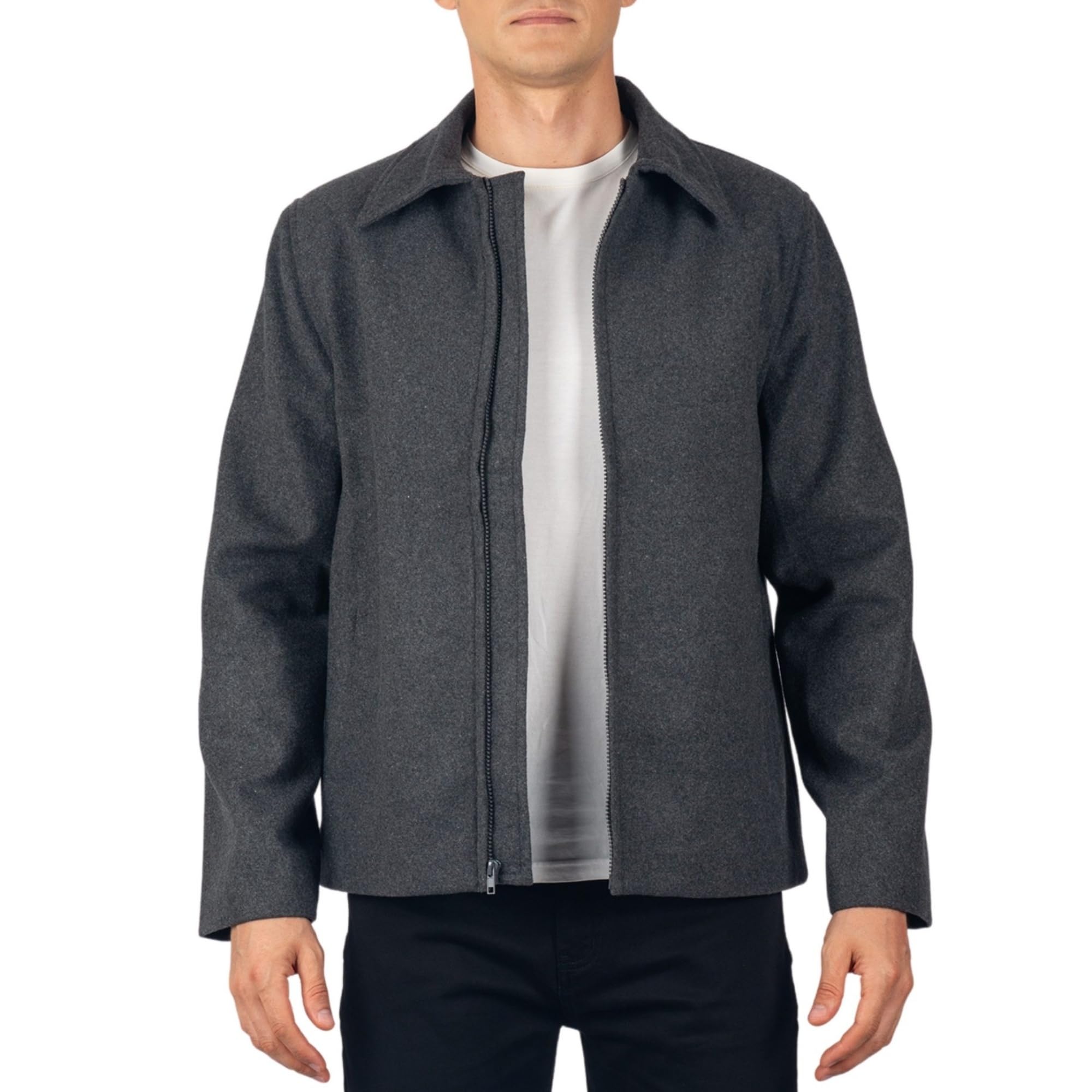 Alpine Swiss Grant męska kurtka wełniana – 71 cm James Dean Style Bomber z kieszeniami zapinanymi na zamek błyskawiczny