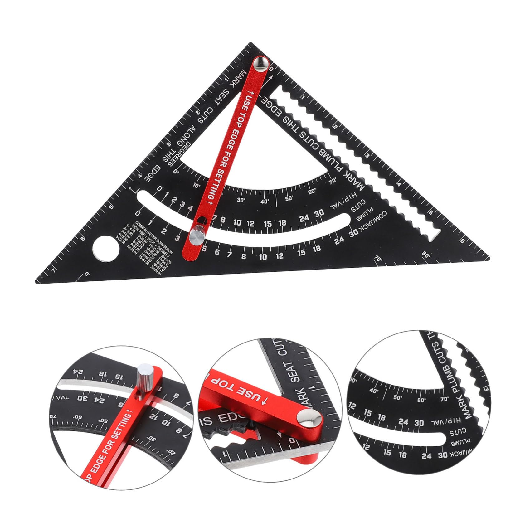 DOITOOL Regla Triangular de Aleación de Aluminio de 7' para Carpintería Herramientas de Medición Ajustables Medición Precisa de Ángulos