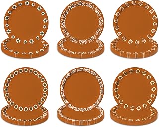Mexican Paper Plates, Platos De Barro Mexicanos Terracotta Flower Clay Pottery Fiesta Disposable Dessert Paper Plates for Birthday, Party, Wedding, Picnic, Baby Shower, 7inch (60 Pack)