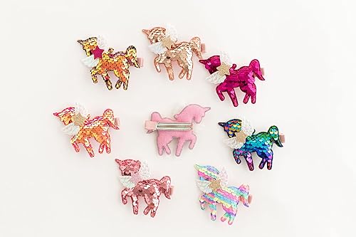 Miniatura 8 de Pinza para el pelo de cocodrilo de unicornio y lentejuelas para niñas, accesorio elegante para el cabello para cumpleaños, uso diario, vacaciones y
