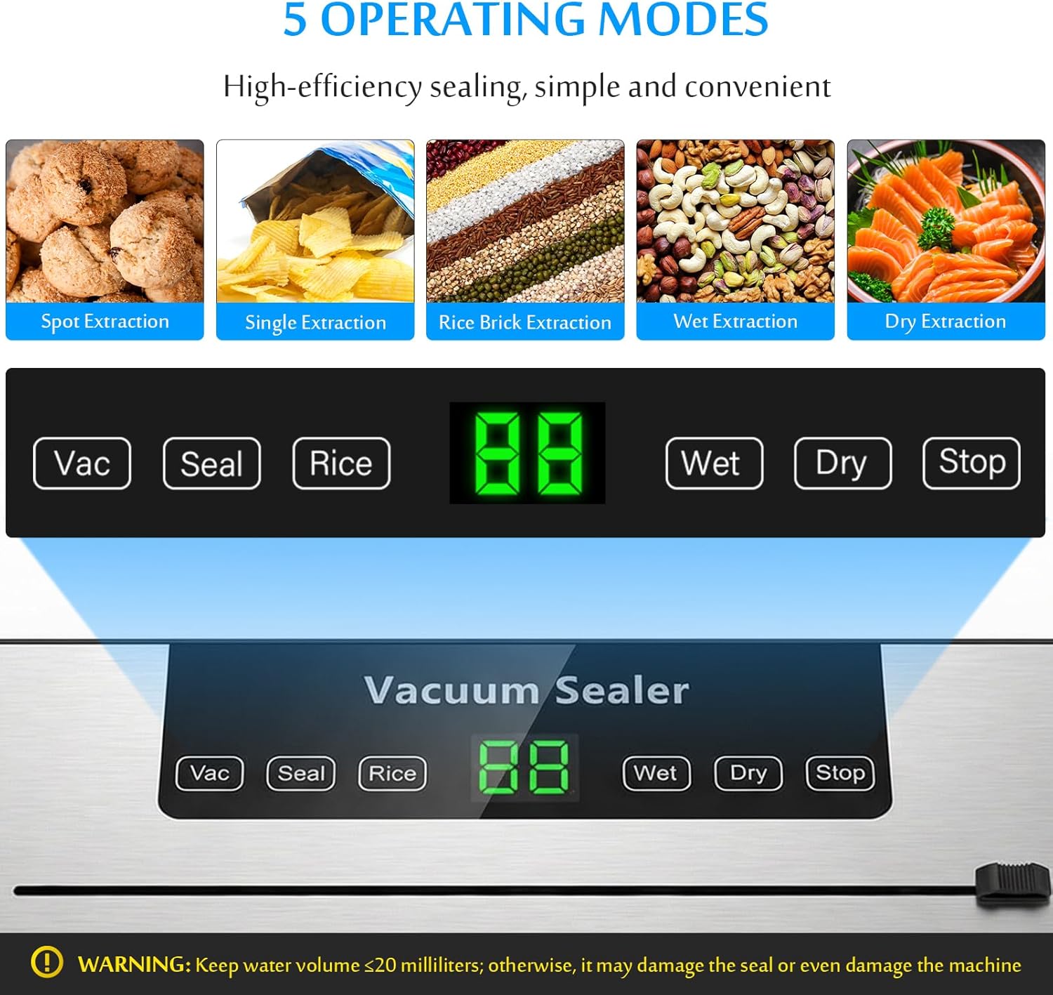 11.8in Vacuum Sealer Machine with 50 Bags, Heavy Duty Wet & Dry Food Saver with Detachable Base, Automatic Kitchen Vacuum Sealer for Meal Prep, Freezer Storage (Silver)