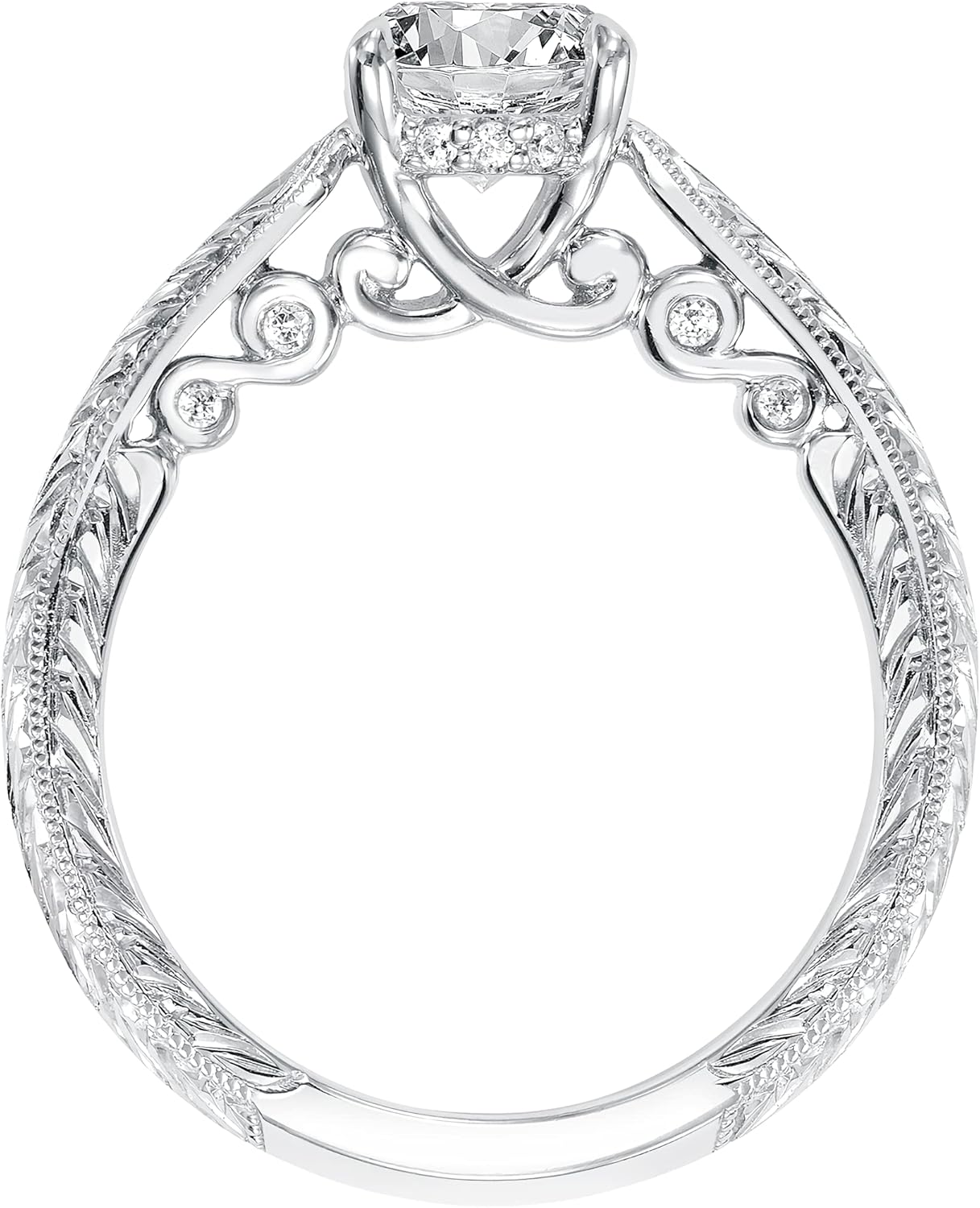 1.07 CT Round Cut Moissanite Solitaire Vintage Engagement Rings, 10K 14K 18K White Gold Rings for Women