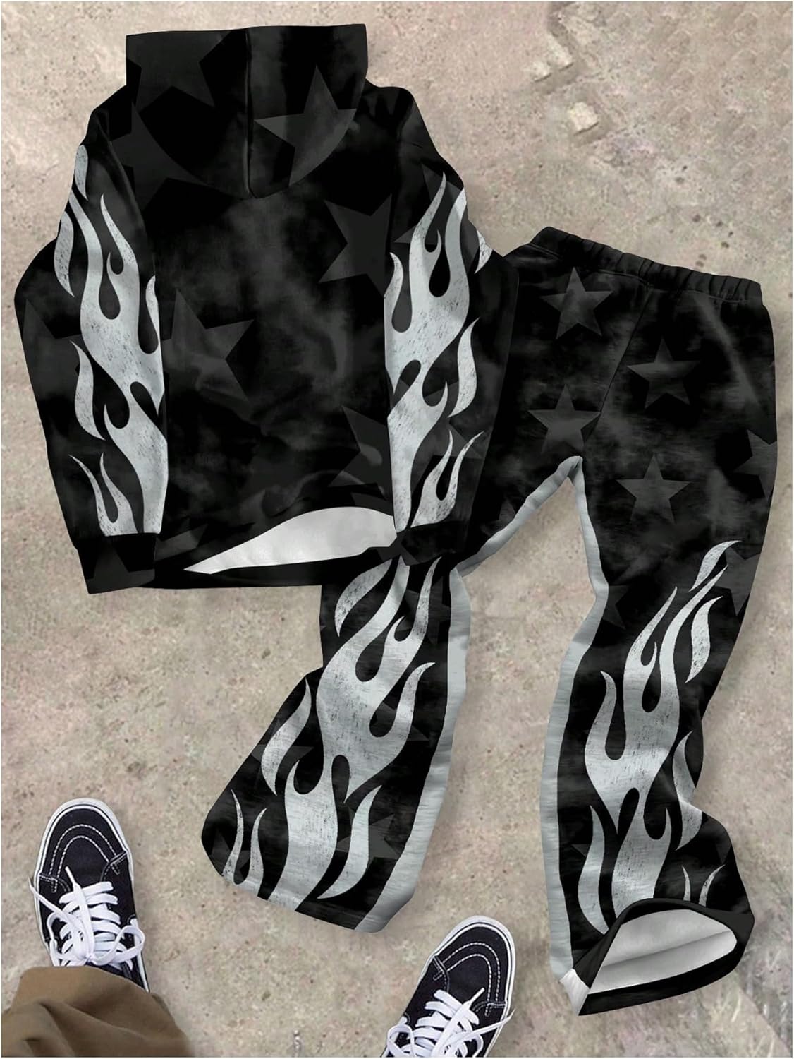 Boy's 2 Piece Sweatsuit Streetwear Letter Star Graphic Long Sleeve Hoodie and Long Sweatpants Sets - Image 2