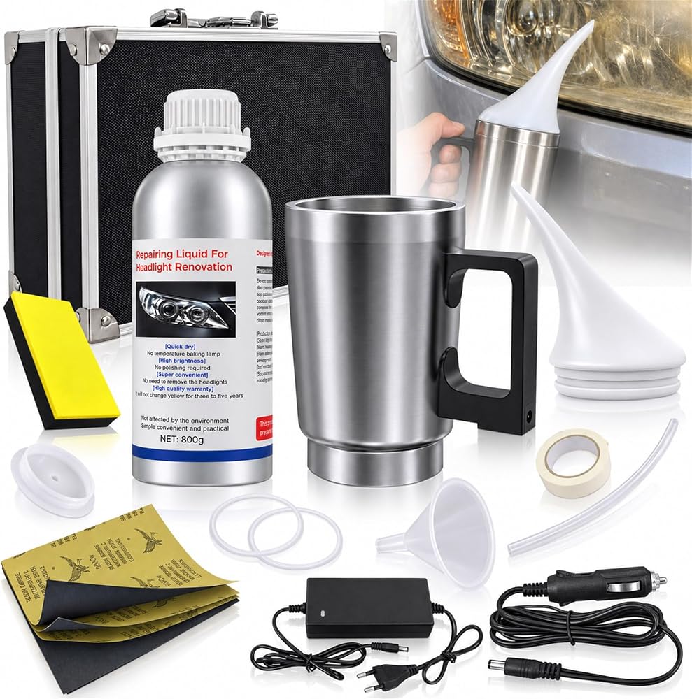 Headlight Restoration Kit, 800g Repair Kit with Atomizing Cup — 사진 1