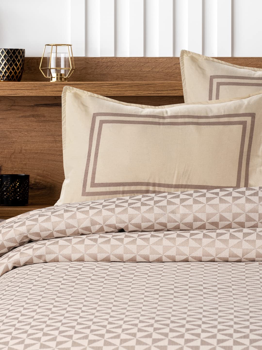Saral Home Soft Cotton Firki Designer Breathable & Wrinkle Free Bedsheet for Double Bed- 1 Queen Size Bedsheet with 2 Pillow Covers (Beige,90"X100")-picture-27