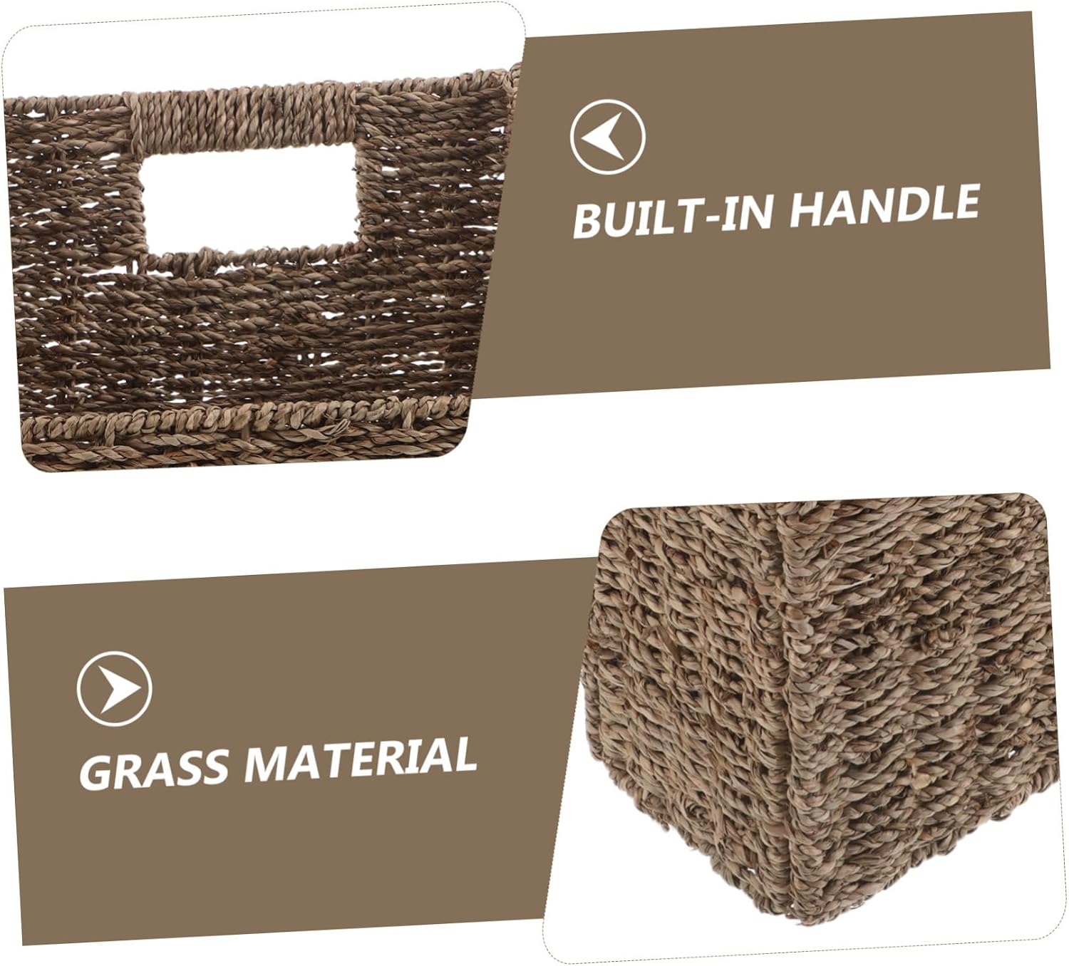 Alipis Handwoven Woven Magazine Holder with Built-in Handle for Organizing Magazines and Mail, Wall Mounted Beige Grass Basket with Slanted Opening, for Reading Room or Bathroom Storage