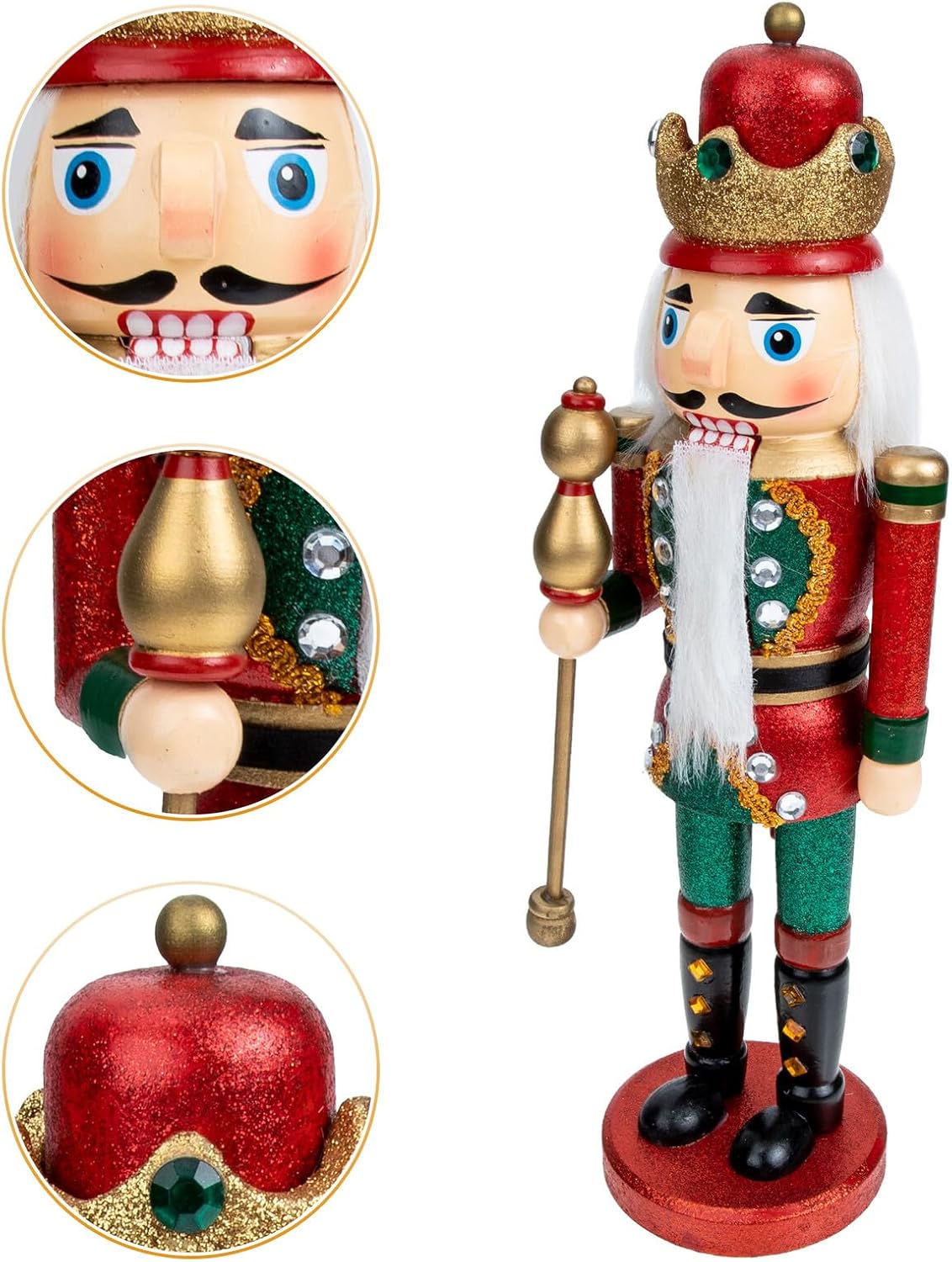 Wooden Nutcracker Soldier Figurine Christmas Nutcracker Ornament with Red Hat Decoration for Home Seasonal Holiday Decor