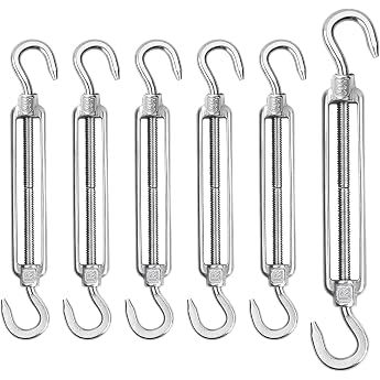 Pack of 6 Turnbuckles M6 Rope Tensioner Stainless Steel 304 Turnbuckles Adjustable Wire Tensioner Hooks/Hooks Heavy Duty Tension Hooks