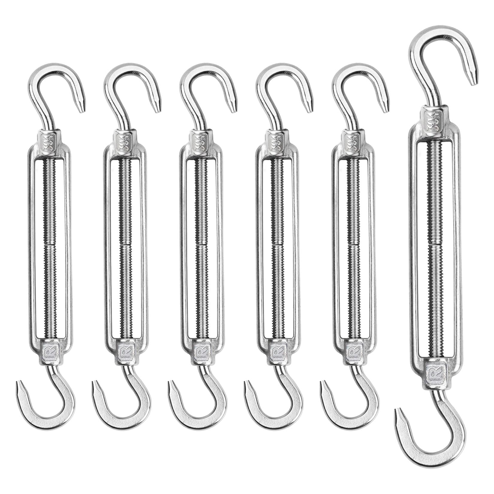6 sztuk napinaczy do linki M4, stal nierdzewna 304, regulowane napinacze drutu, haki mocujące Heavy Duty, haki napinające