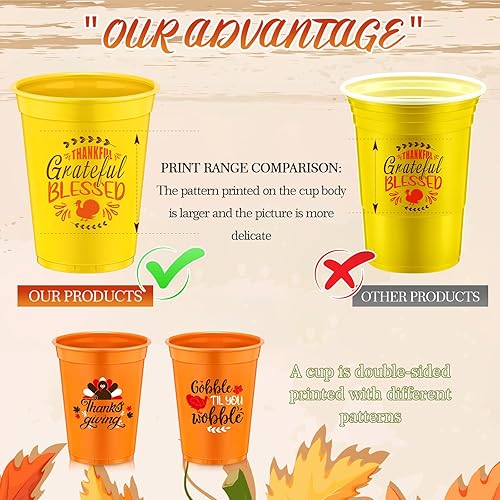 Miniatura 4 de Jinei 100 vasos desechables de Acción de Gracias, 16 onzas, vasos de plástico para fiesta de Acción de Gracias, decoración de Acción de Gracias,