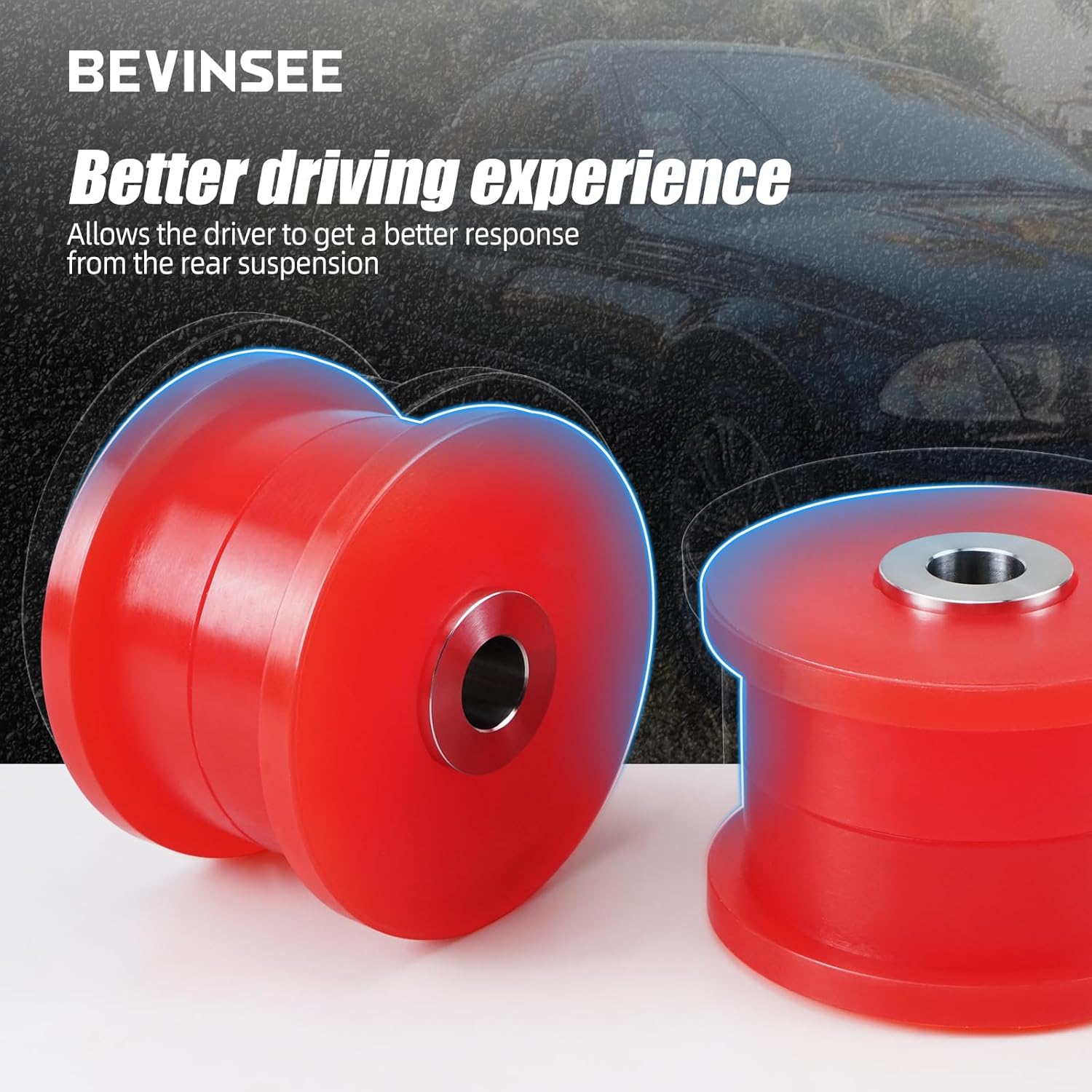 Bevinsee 80A Rear Trailing Arm Bushings Set Polyurethane Compatible with E46 E36 E83 X3 323i 325i 328i 330i 330xi 330Ci 328Ci 325xi 318i, Replaced 33326770786, 33321097009, 33321137806