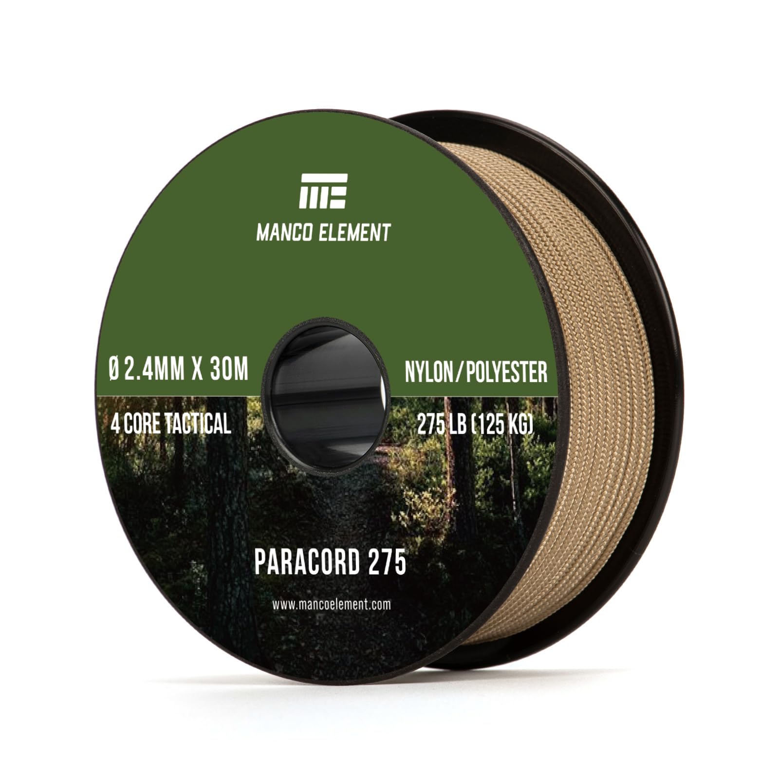 Manco Element 275 Paracord 2.4mm x 30m Nylon Rope Tactical Cord 4 Strands