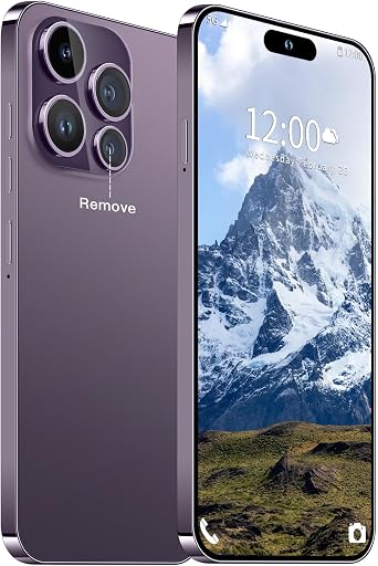 15 PMAX Unlocked Phone,Smartphone Battery 6800mAh 6.8" HD Screen The Phone,Android 14.0 16+512GB with 128GB Memory Card Cell Phone, 5G/Face ID/Fingerprint Lock/GPS Purple