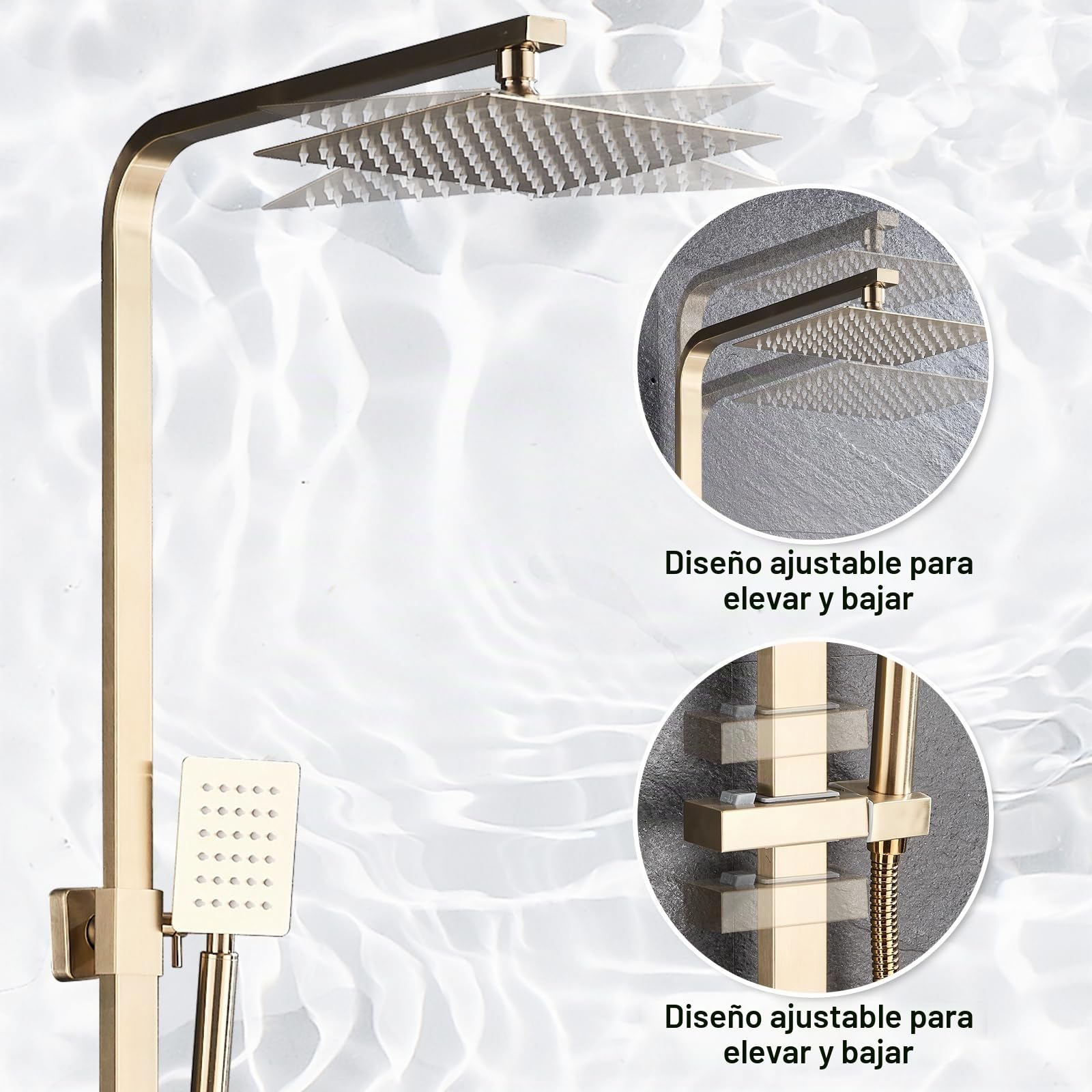 Columna de ducha dore sistema de ducha estante ducha set kit de ducha de pared sólido ducha empotrable dorado